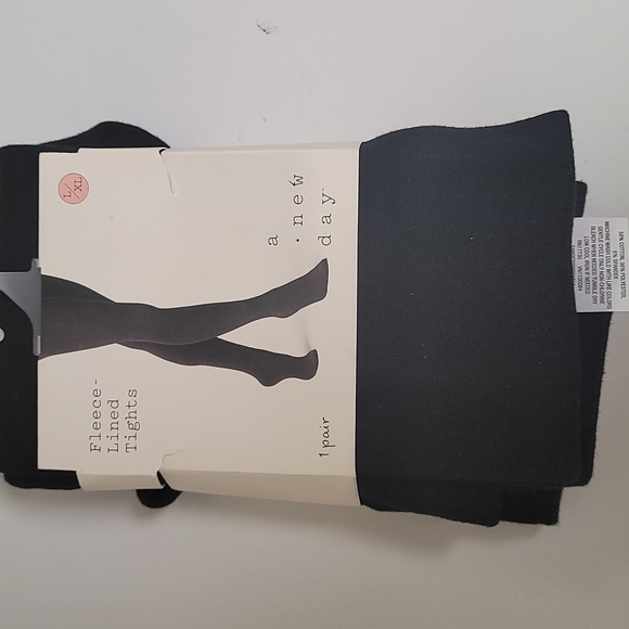 New Womens Fleece Lined Women’s Black Tights Sz L/XL Footed Black